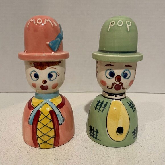 VTG 50s Mom & Pop Kitschy Salt & Pepper Shakers & Egg Cups Combo Relco Japan - Picture 1 of 14